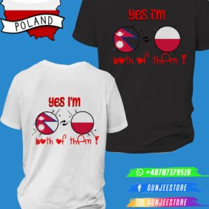 Gunjee Brand Dual Pride T-Shirt – Nepal & Poland Flag Design