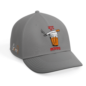 Custom “Good Morning” Cap – Unique Nepali-English Font with Tea & Cigarette Design | Available Across Poland