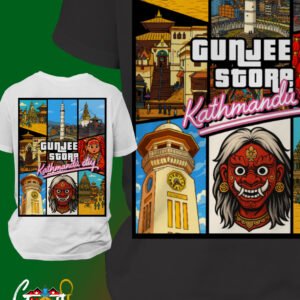 Gunjee GTA Kathmandu City T-Shirt – Retro Vice City Style | Unisex Tee | Fast Delivery in Poland