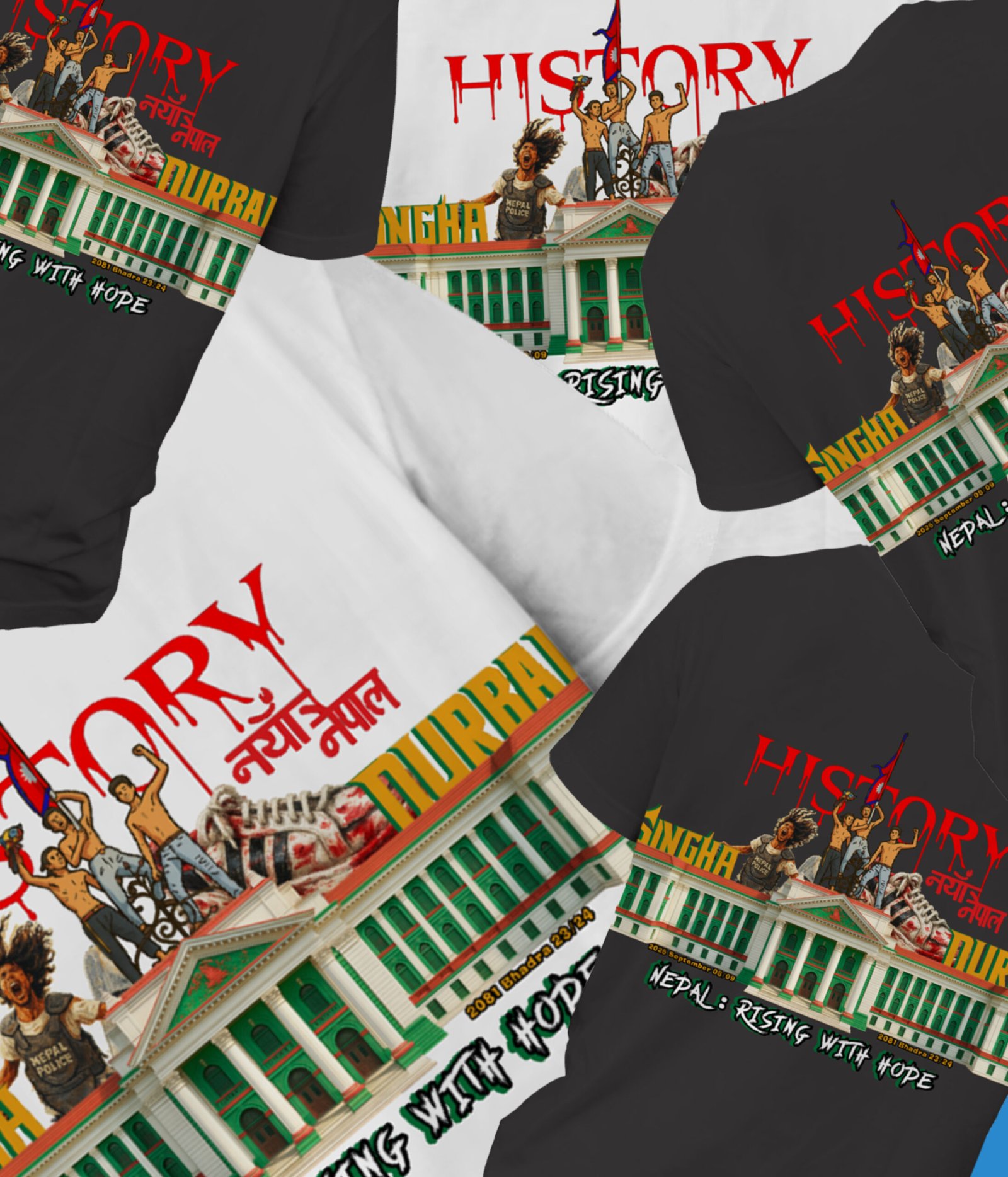 Singha Durbar Revolution T-Shirt – Nepal Rising with Hope | Tribute to Gen Z Protest - Image 2