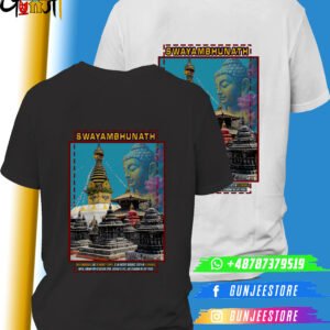 Swayambhunath Temple T-Shirt – Nepal Heritage Design by Gunjee Brand | Made in Poland