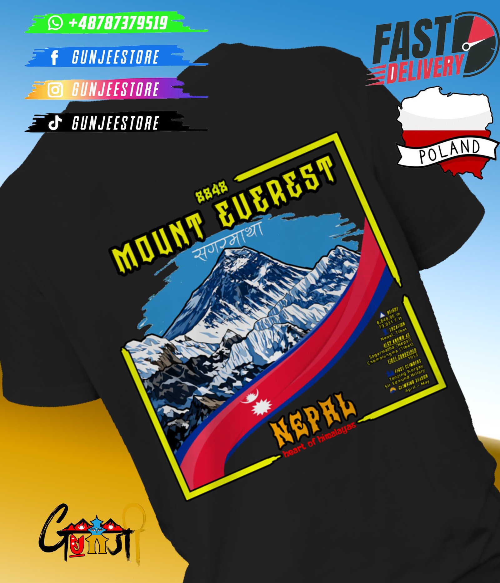 Mount Everest T-Shirt | Premium Nepali Pride Tee in Poland - Image 4